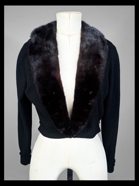 Bernhard Altmann Sweaters - Bernhard Altmann 1950s 100% Pure Cashmere Cropped Bolero Detachable Real Fur